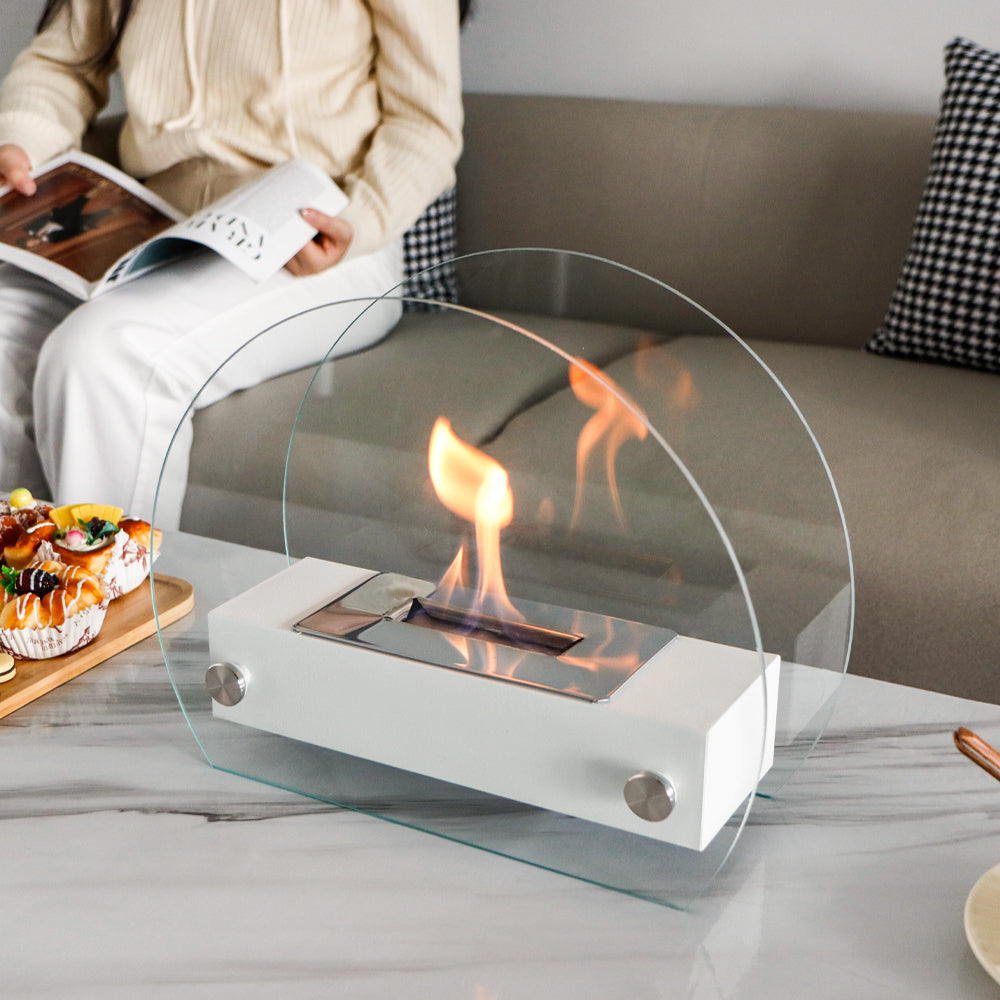 4" x 14" x 11" Fire Burning Fireplace(White)