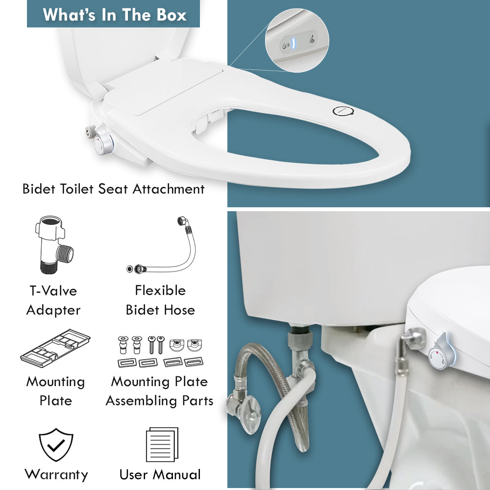 BUTT BUDDY Suite - Smart Bidet Toilet Seat Attachment (Cool & Warm Water Sprayer, Air Dryer & Heated Seat )