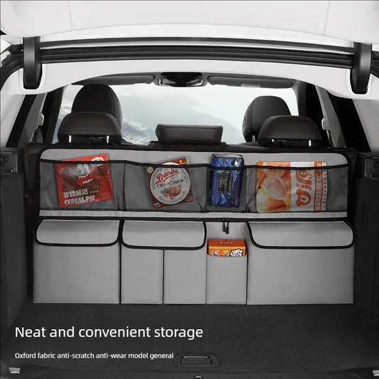 Car trunk storage bag SUV car seat back hanging bag Multi functional storage mesh bag Car interior storage items