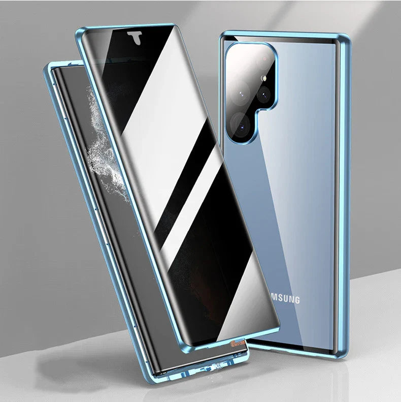 For Samsung Galaxy S23 24 22 25Ultra Case 360°Screen Sealed Anti peeping privacy sunglasses glass Metal Magnetic Ultrathin cover