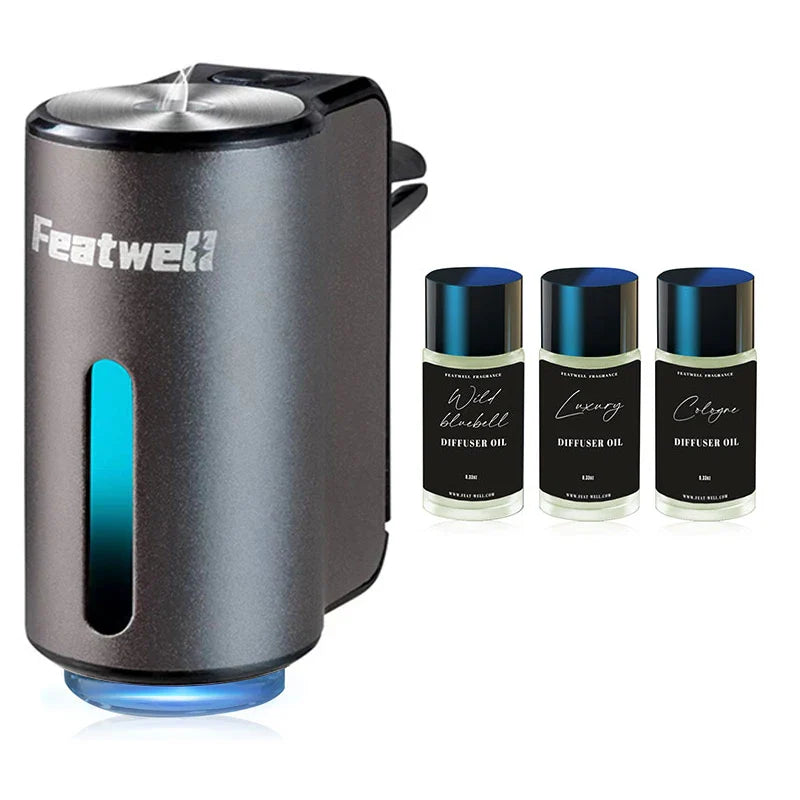 Smart Car Air Freshener Diffuser, Three Adjustable Modes, Intelligent Car Aroma Diffuser with 3pcs Essential Oil
