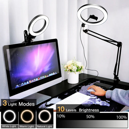 Selfie Ring Light Photography Light LED Lamp With Tripod For Phone Holder Stand Accessories Lamp For Photo Live Video Streaming