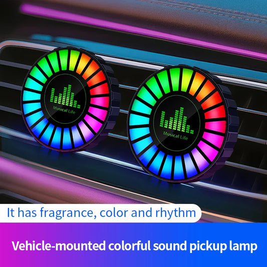 1x Car Music Rhythm Lamp with Fragrance Air Outlet Aromatherapy Air freshener perfume Voice App Control Rhythm Diffuser RGB