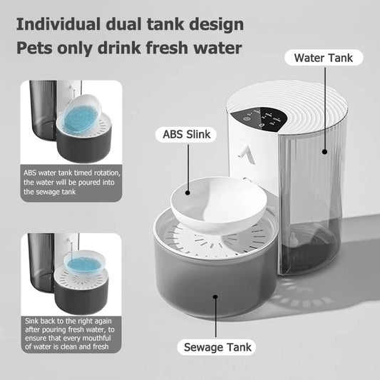 3L Wireless Automatic Pet Water Fountain Rechargeable Dump Water Feeder Timed Smart Cat & Dog Water Dispenser No filter required