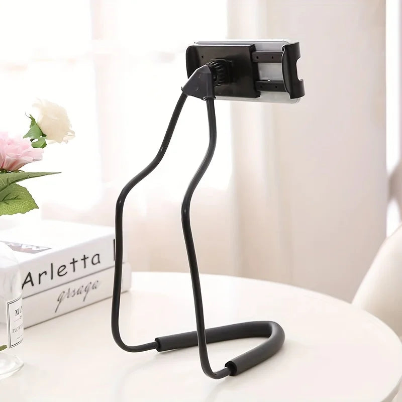 1pc, 360-Degree Rotating Phone Stand, Desktop Live Streaming Tablet Stand, Lazy Collar Stand, Neck Hanging Stand