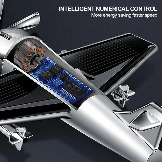 Car Interior Accessories Solar Airplane Model Air Freshener – Dashboard & Center Console Decoration with Rotating Design for Fresh and Stylish Car Atmosphere