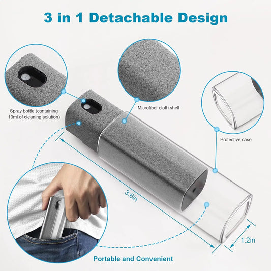 Screen Cleaner Spray Wipe for Laptop Monitor Phone PC Tablet Glass IPhone Touchscreen Polishing Cloth Cleaner Brush Cleaning Kit