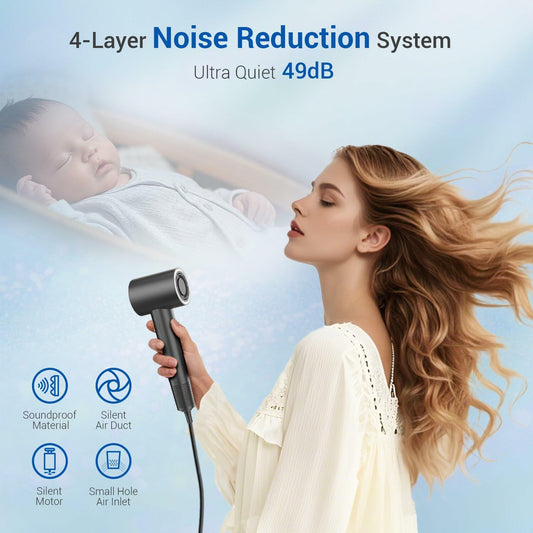 Hair Dryer 1400W 110K RPM Lightweight Smart Thermo Control Darkgray