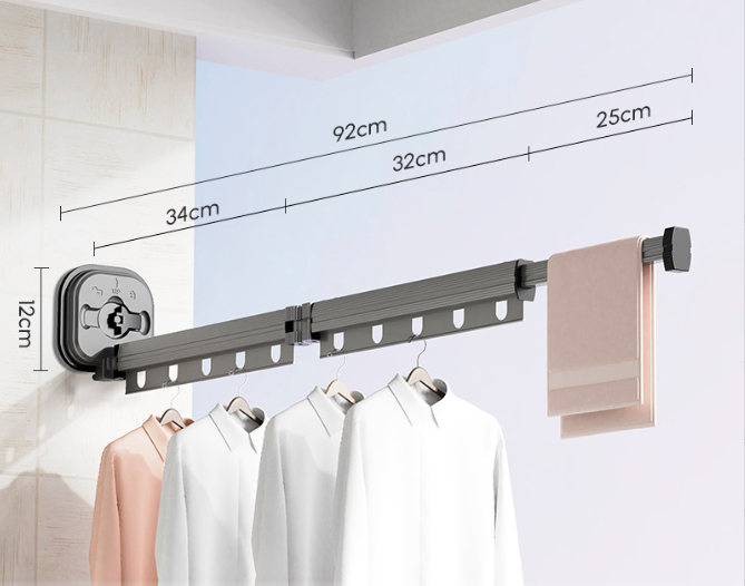 Multifunctional Retractable Fold Away Clothes Drying Hanger Space-Saving Bathrooms Usage