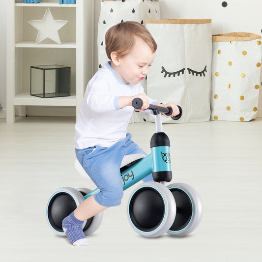 Baby Balance Bike for 2 Years Old Boys Girls No Pedal 4 Wheels-Blue