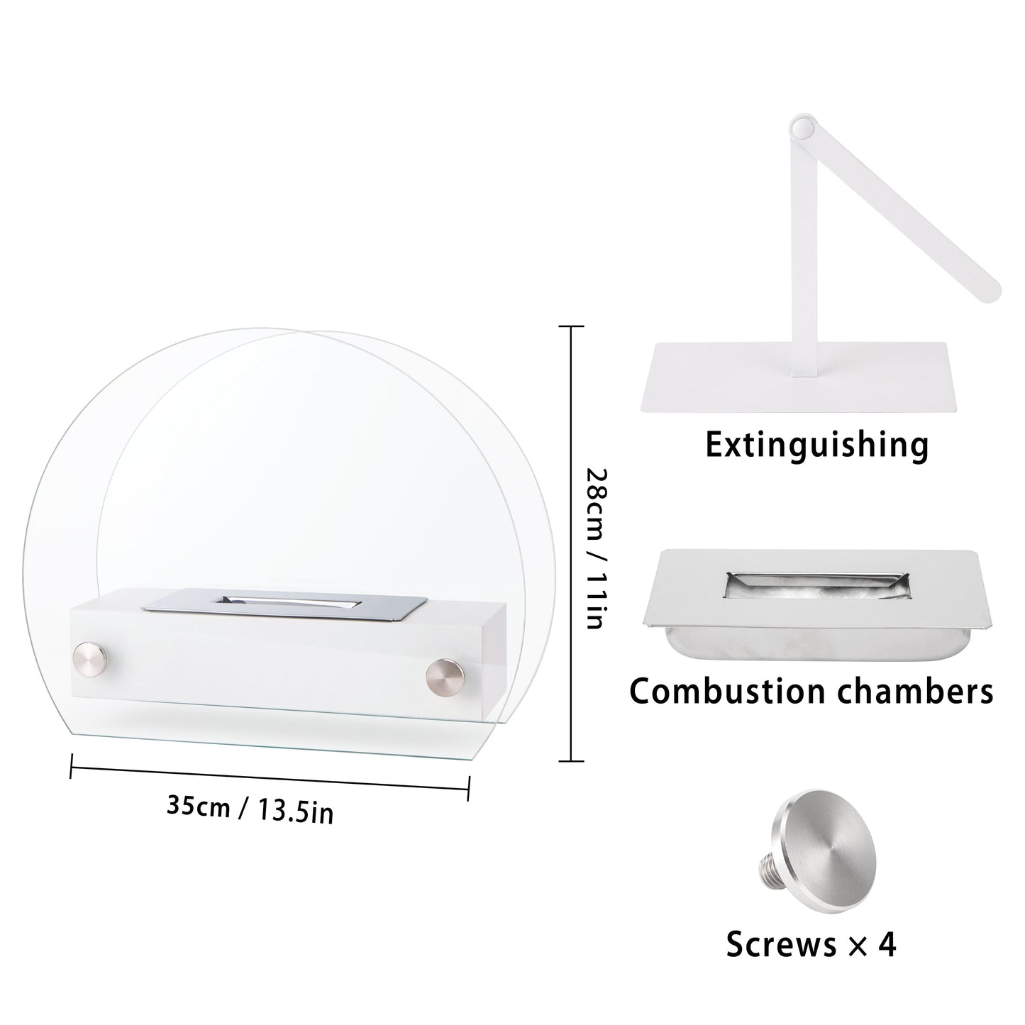 4" x 14" x 11" Fire Burning Fireplace(White)