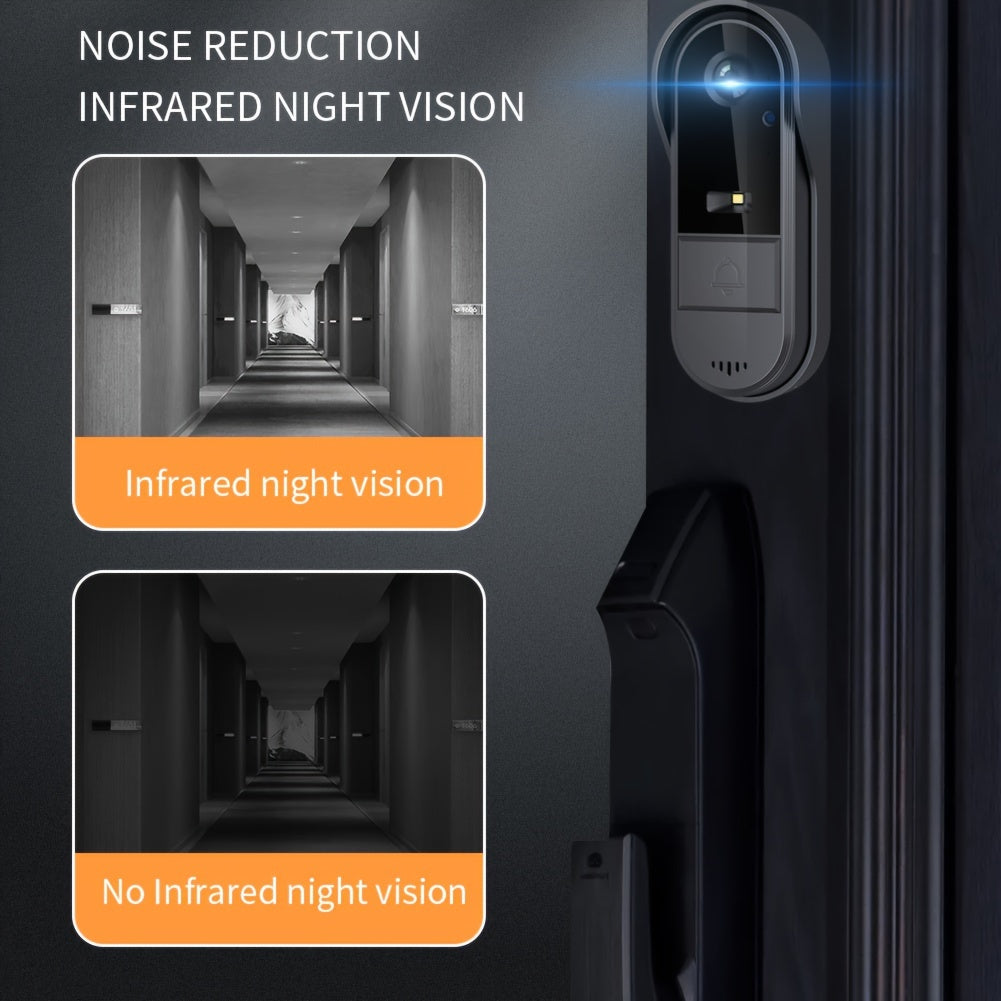 Smart Video Doorbell with HD Camera, Visual Doorbell Camera with 4.3-inch Display, Real-time Indoor Monitoring, Wide Angle, 2-Way Audio, Image & Video Recording, SD Card Local Storage, HD Night Vision, Battery/USB Dual Power,