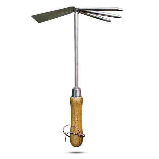 Stainless Steel Garden Cultivator Hoe (classic wood handle)