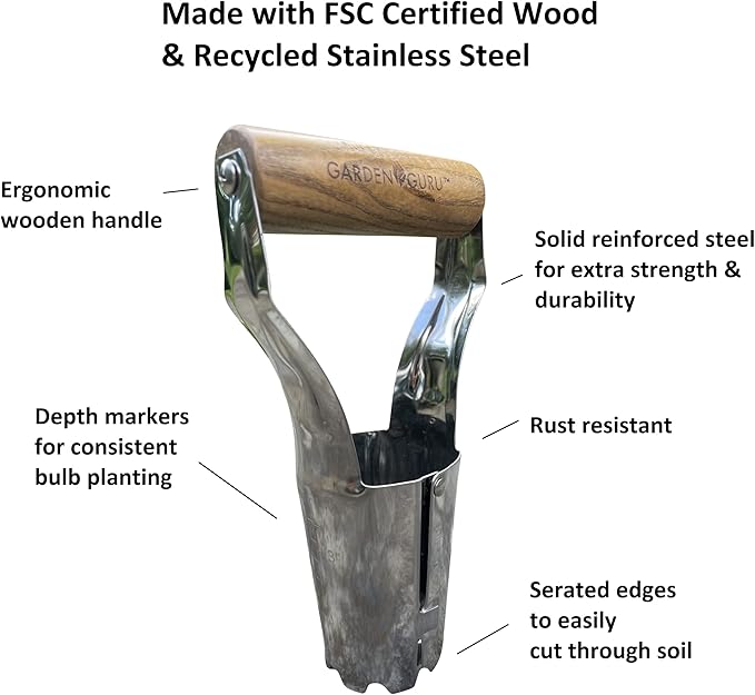 Garden Planting Set - Includes Classic Trowel, Transplanter, Bulb Planter