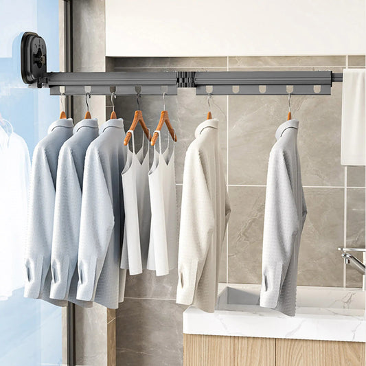 Multifunctional Retractable Fold Away Clothes Drying Hanger Space-Saving Bathrooms Usage
