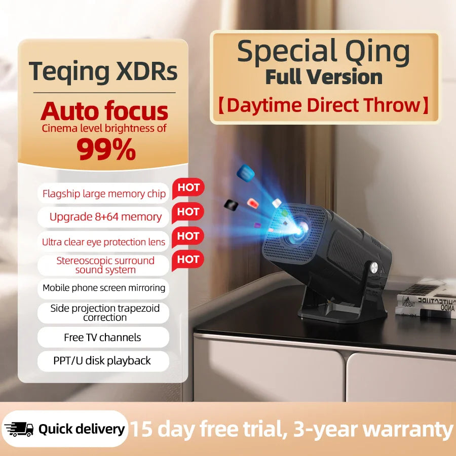 4K high-definition 5G home projector, multi-functional immersive home theater, supports Wi Fi connection for Android and Apple d