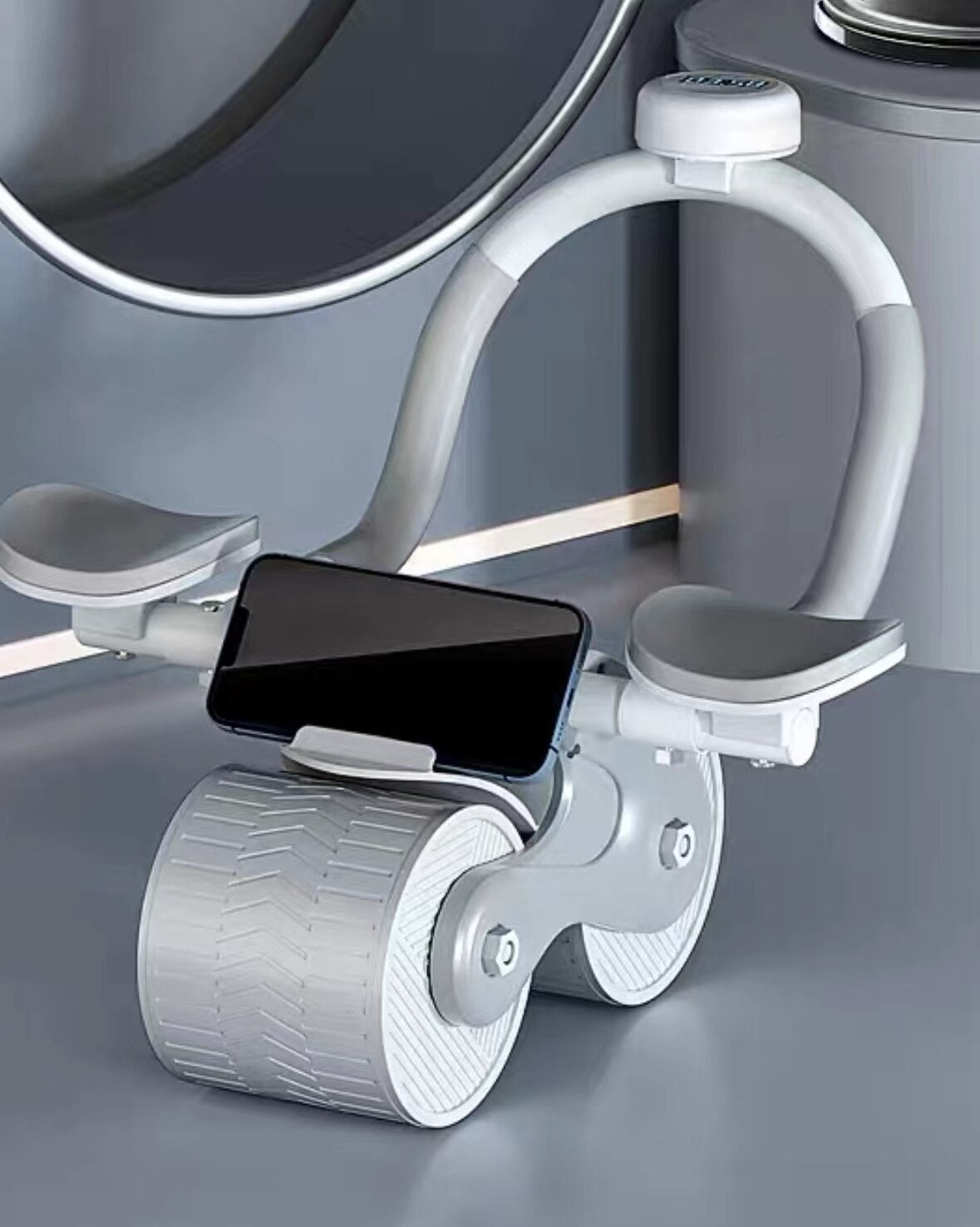 New Design Indoor Home Exercise Flat Elbow Supporter 2 Wheel Ab Trainer Automatic Rebound Abdominal Wheel Roller