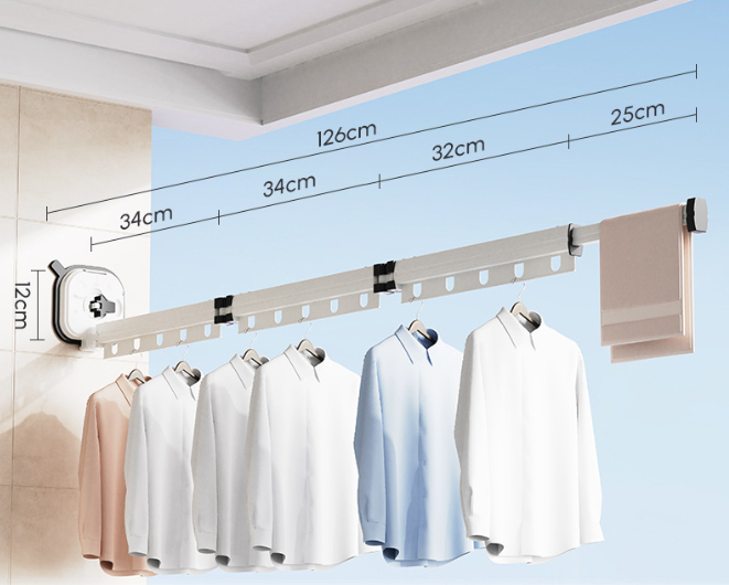 Multifunctional Retractable Fold Away Clothes Drying Hanger Space-Saving Bathrooms Usage