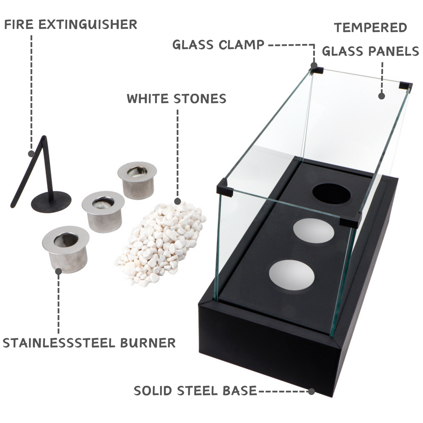 Ventless Portable Fireplace – No Chimney Needed, Clean Burning Bio Ethanol Fuel for Indoor Use, 18" Table Top Fire Bowl for Home, Apartment, Patio Decor with Safe, Odorless Flame