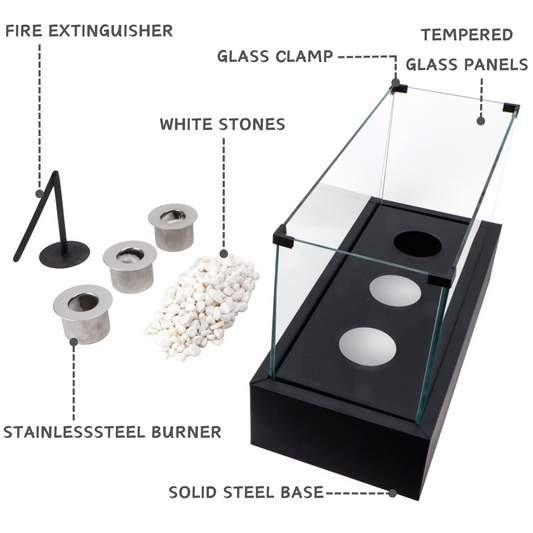 Ventless Portable Fireplace – No Chimney Needed, Clean Burning Bio Ethanol Fuel for Indoor Use, 18" Table Top Fire Bowl for Home, Apartment, Patio Decor with Safe, Odorless Flame