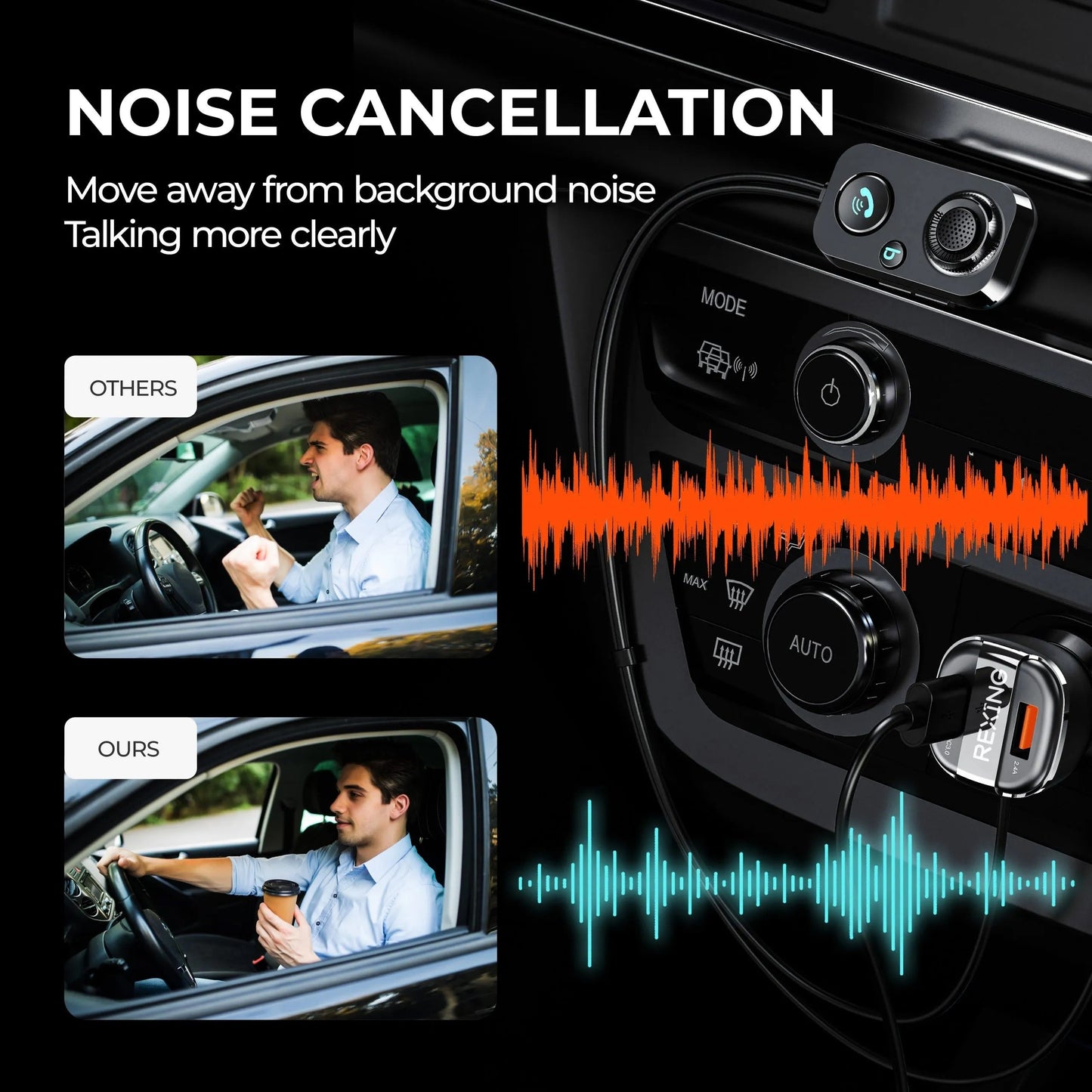 Rexing AUX2 Mini Bluetooth Receiver for car w/ Bluetooth 5.1