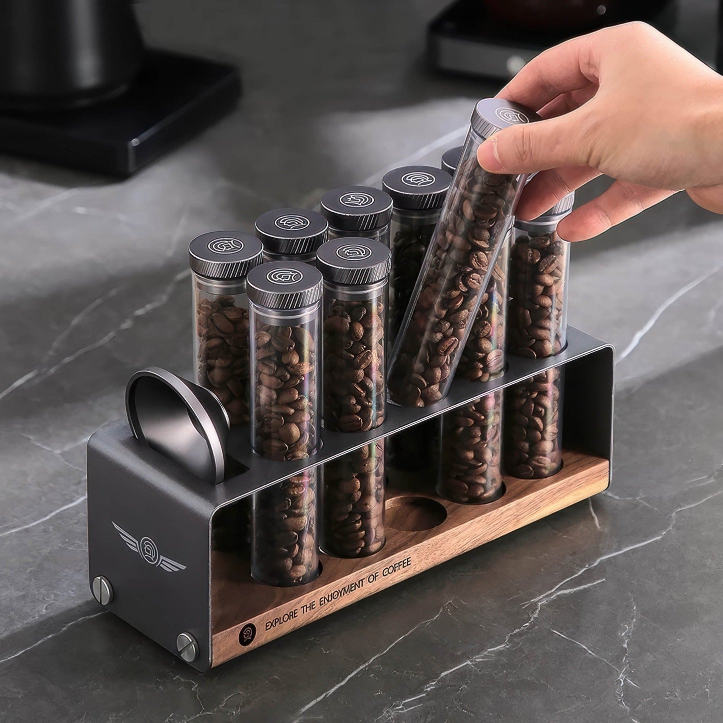 Pro Coffee Bean Storage Display & Degassing Stand
