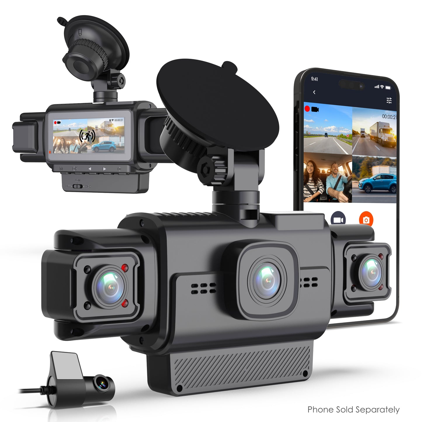 Rexing R4-RD 4-Channel Dash Cam with All-Around 1080p, Built-in 360° Parking Monitor, Wi-Fi, GPS, IR Night Vision