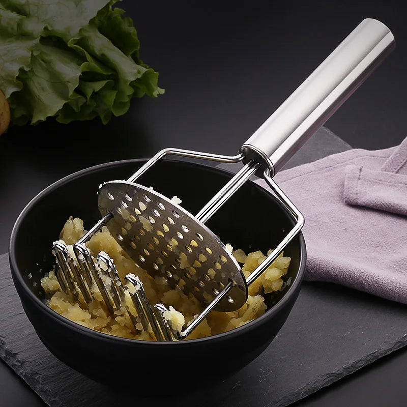 DecorBites™ Double-layer Stainless Steel Potato Masher & Food Crusher for Kitchen Vegetable Fruit