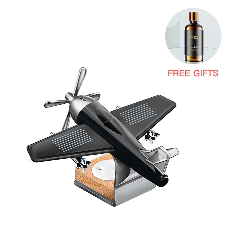 Car Interior Accessories Solar Airplane Model Air Freshener – Dashboard & Center Console Decoration with Rotating Design for Fresh and Stylish Car Atmosphere