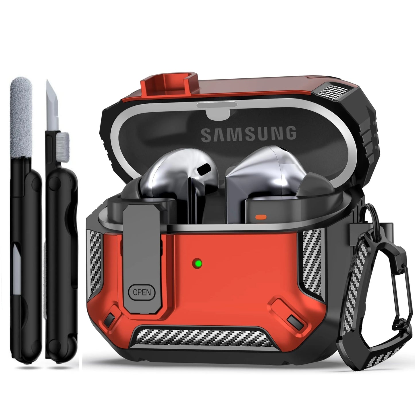 for Samsung Galaxy Buds 3 Pro /Galaxy Buds 3 Carbon Fibre Case with Cleaning kit Security Lock Case for Samsung Galaxy Buds 3Pro