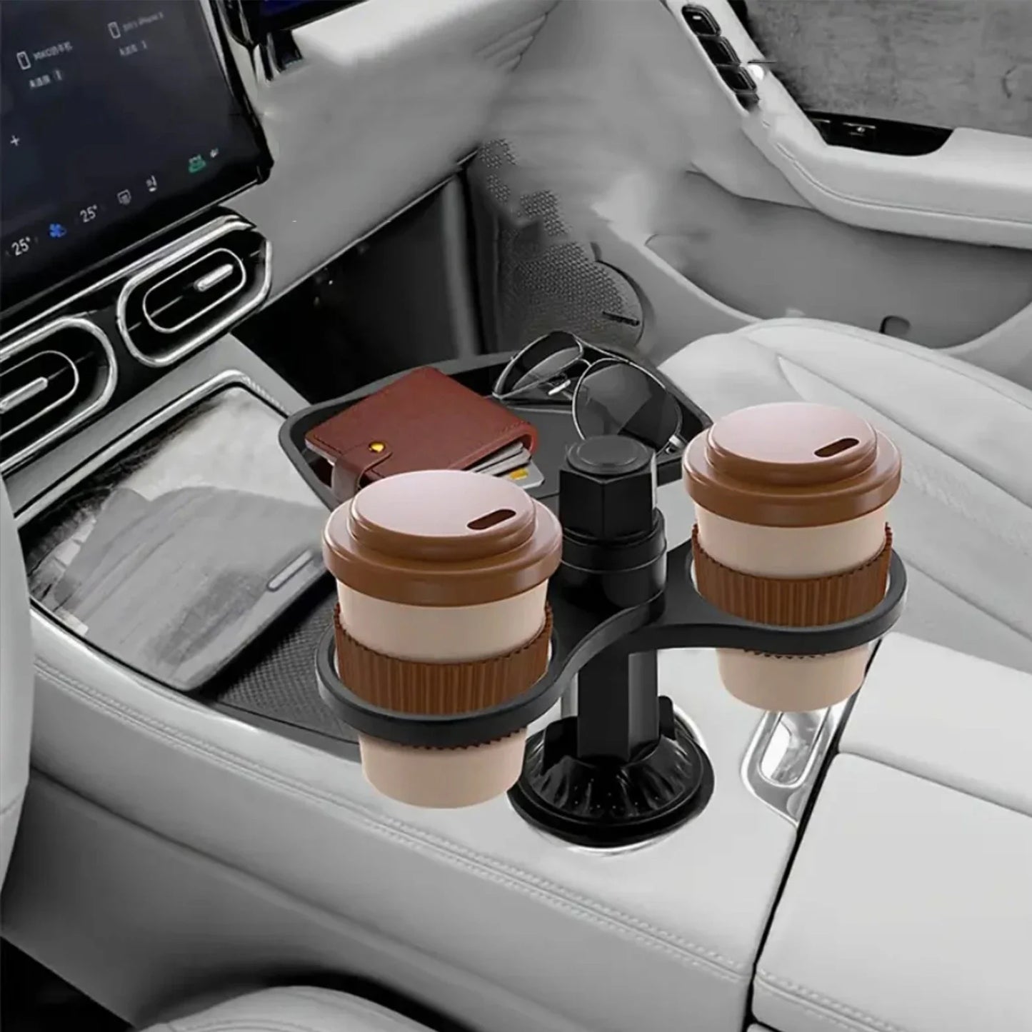 Universal Car Cup Holder Expander Tray 360-Degree Rotation Anti-Shake Food Tray Drink Holder Eating Tray Table for Car Interior