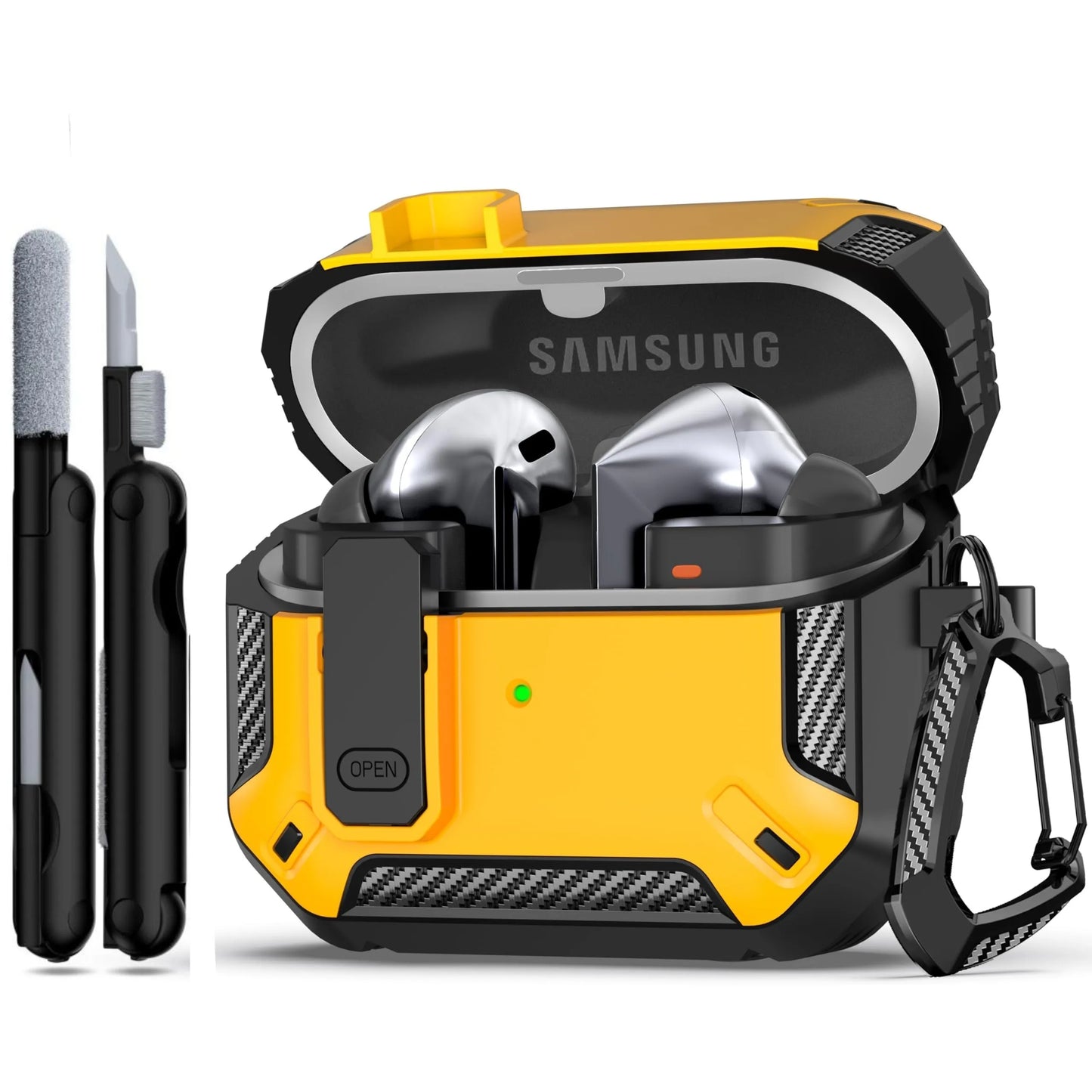 for Samsung Galaxy Buds 3 Pro /Galaxy Buds 3 Carbon Fibre Case with Cleaning kit Security Lock Case for Samsung Galaxy Buds 3Pro