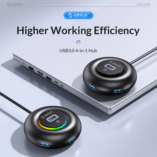 ORICO RGB USB HUB 4 Ports 3.0 Multi USB Splitter with Type C Charge Power Ultra-Slim OTG Adapter For PC Macbook Pro Lenovo