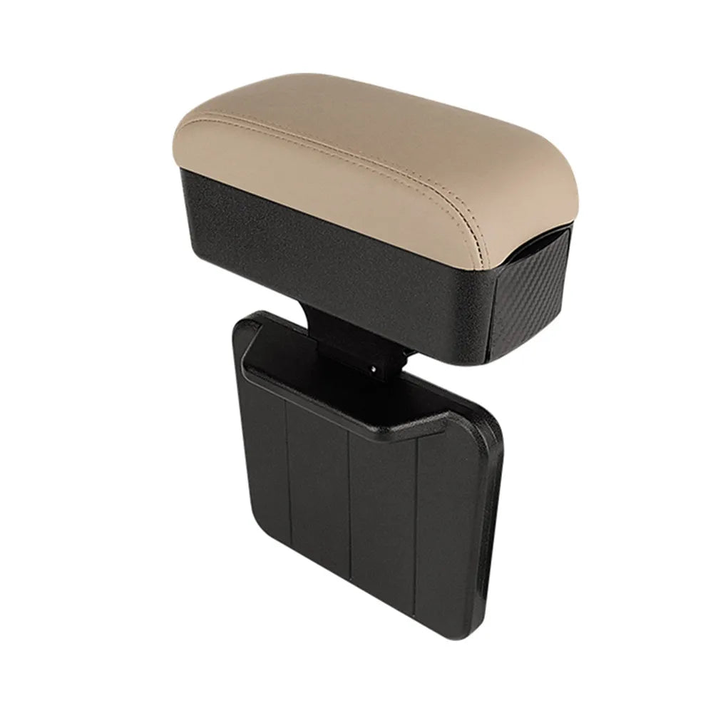 Height Adjustable Car Center Console Gap Storage Organizer with Liftable Tray Elbow Support Armrest Pad for SUV Sedan