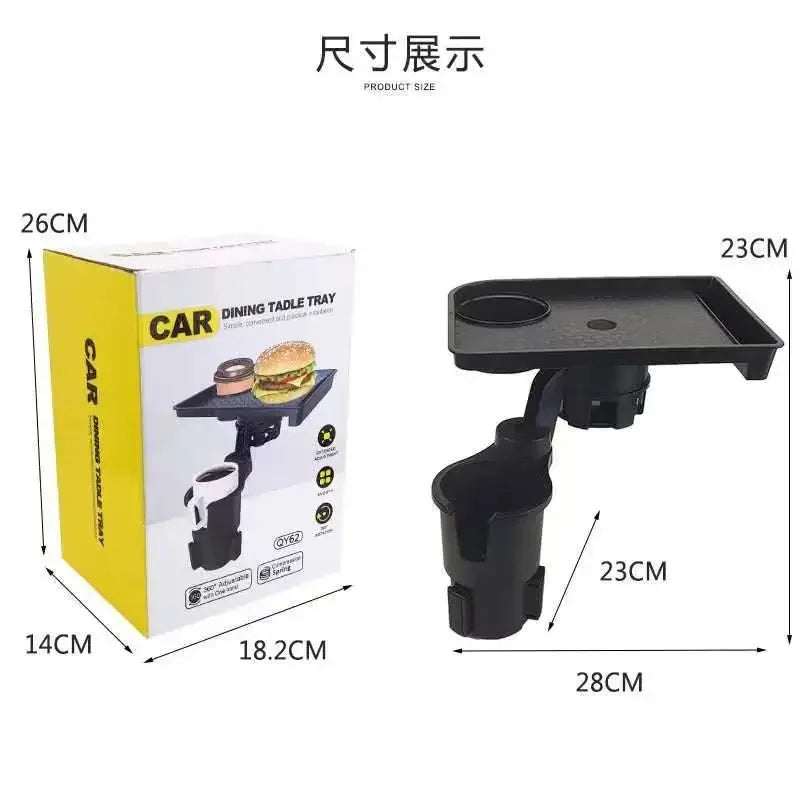 Universal Car Cup Holder Tray With Dual Cup Holder Organized Table Food Car Tray Portable Adjustable Drink Stand