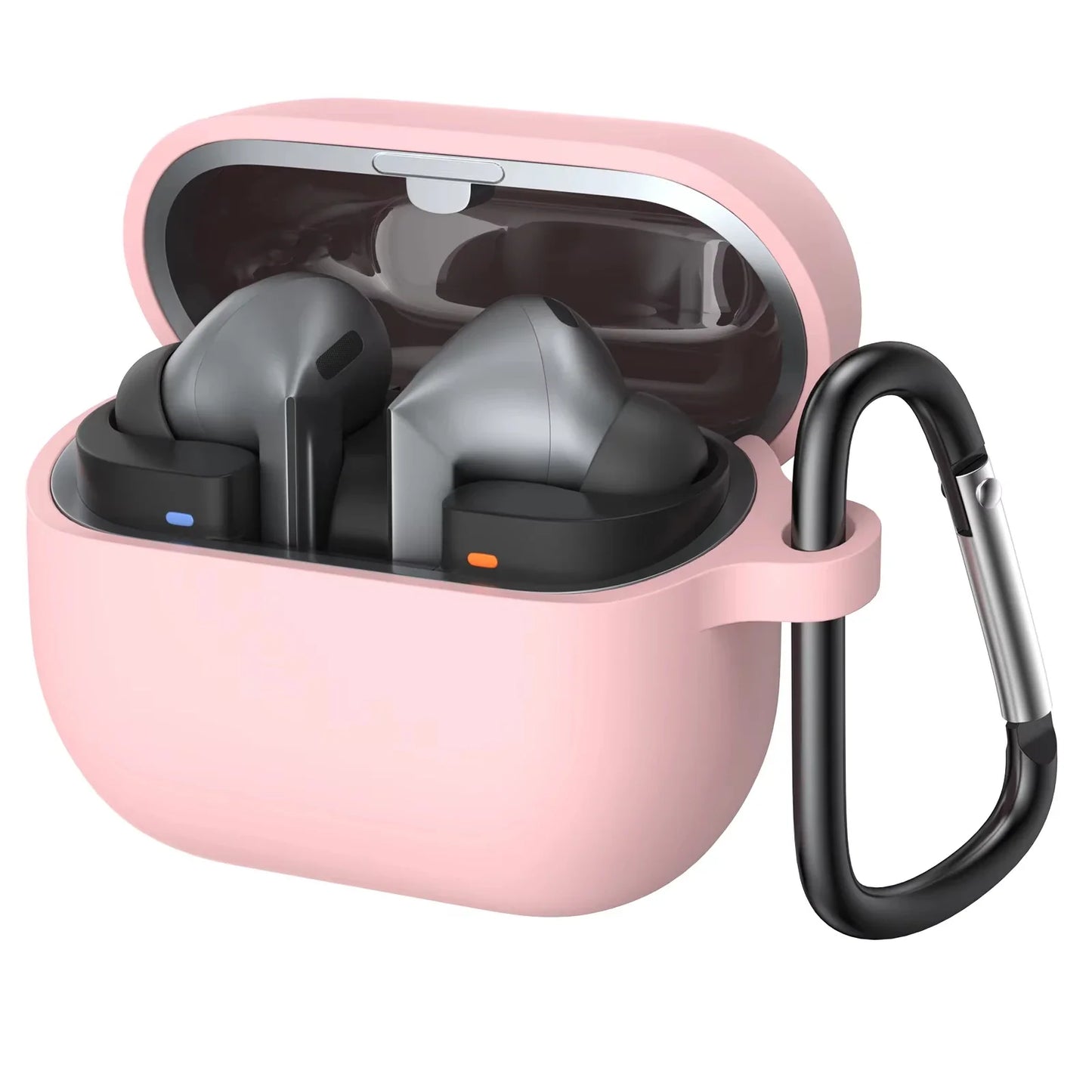 for Samsung Galaxy Buds 3 Pro & Buds 3 Case Cover Soft Silicone Protective Case Accessories with Carabiner for Men Women (Clear)