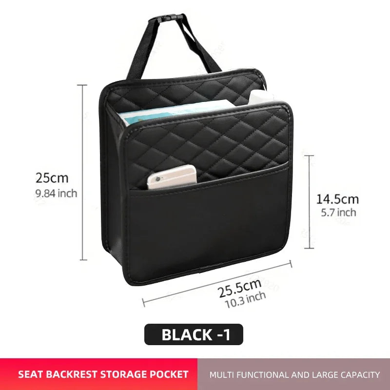2024 Multi-functional car seat storage bag Leather storage bag Garbage bag Storage bag Portable trash can for most models