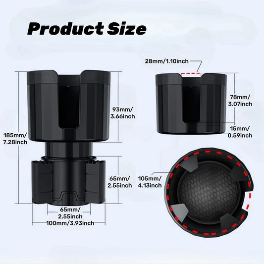 VIKEFON Upgraded Car Cup Holder Expander with Adjustable Base Stable Auto Bottle Support Universal for 6.5CM-10.5CM Cup Holder