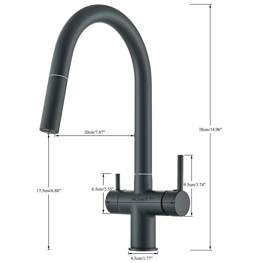 Filtered Kitchen Sink Faucet With Retractable Sprayer Brass Water Filter Tap Drinking Water Tap Vessel Sink Mixer For Kitchen