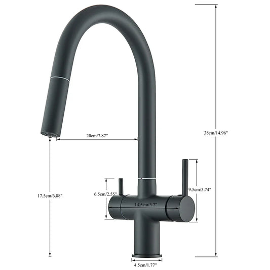 Filtered Kitchen Sink Faucet With Retractable Sprayer Brass Water Filter Tap Drinking Water Tap Vessel Sink Mixer For Kitchen