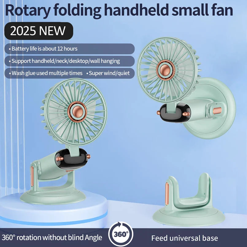 Foldable Portable Handheld Mini Fan 3000mAh with 5-Speed USB Rechargeable Battery, Neck Hanging Design & Phone Stand Display for Indoor and Outdoor Use