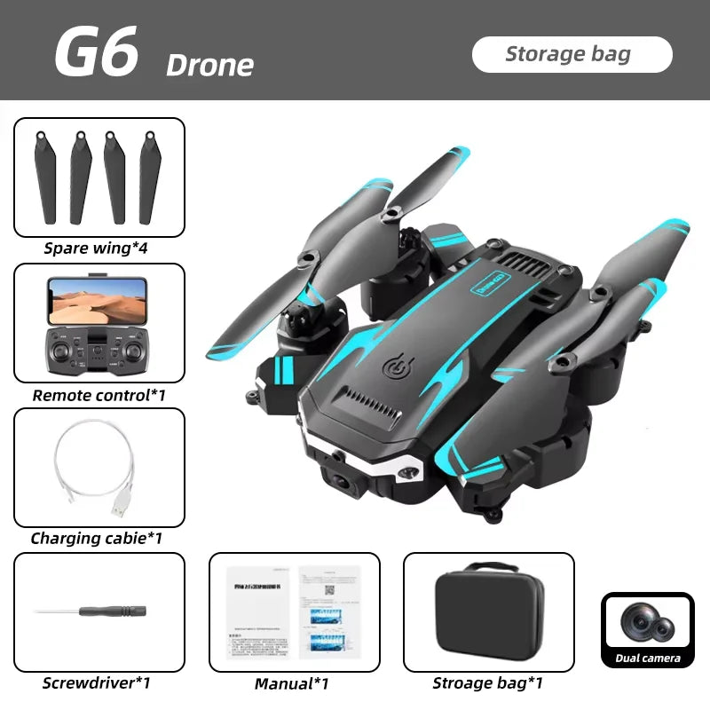 KBDFA New G6 Professional Foldable Quadcopter Aerial Drone S6 HD Camera GPS RC Helicopter FPV WIFI Obstacle Avoidance Toy Gifts
