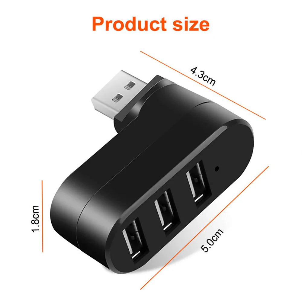 3 Port Multi 2.0 USB HUB Mini USB Hub High Speed Rotate Splitter Adapter For Laptop Notebook For PC Computer Accessories