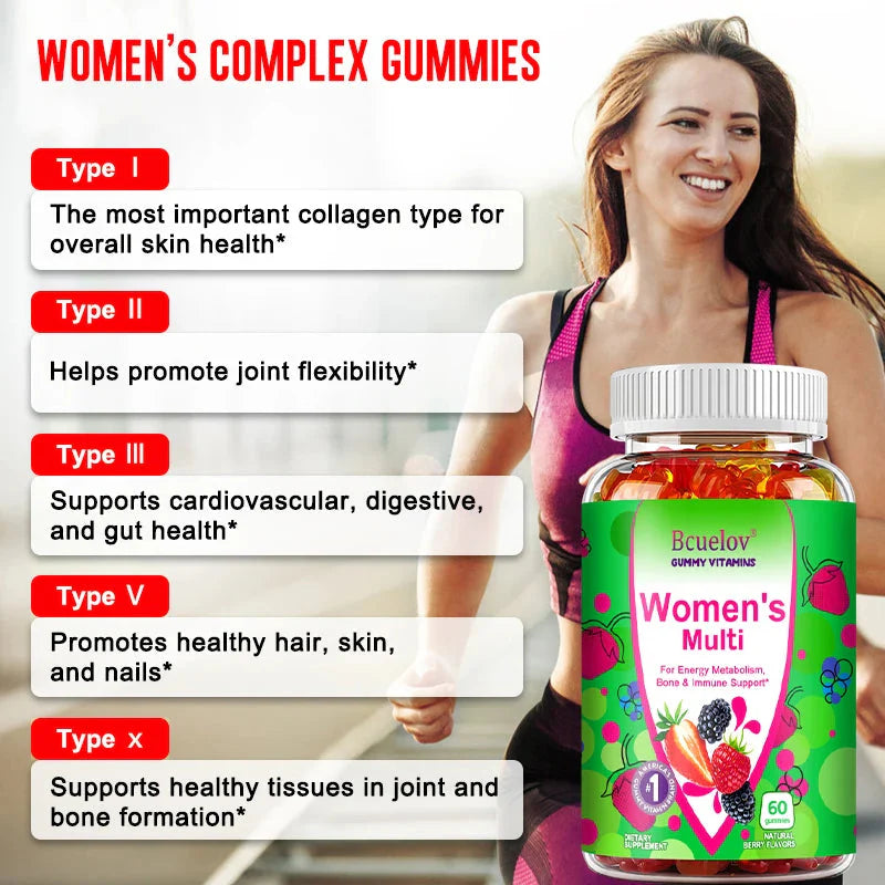 Women's Multivitamin Gummies - Energy, Mood, Hair Care, Skin Care, Support Energy Metabolism, Bone and Immune Health