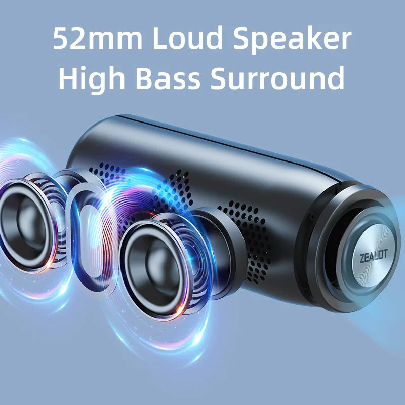 ZEALOT S51 Portable Bluetooth Speaker TWS Wireless Bass Subwoofer Waterproof Outdoor Speakers Boombox AUX TF Stereo Loudspeaker