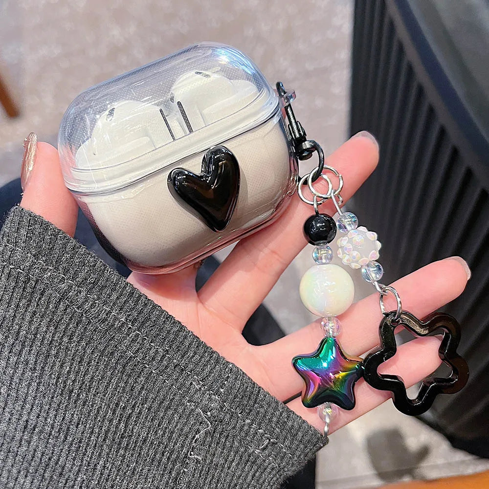 Gradient Cute Bow DIY Flower Earphone Case Crystal Pendant For Samsung Galaxy Buds 2 3 Pro Live FE Cover Earbuds Accessories