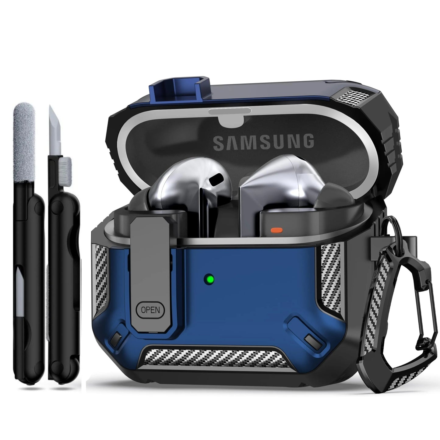 for Samsung Galaxy Buds 3 Pro /Galaxy Buds 3 Carbon Fibre Case with Cleaning kit Security Lock Case for Samsung Galaxy Buds 3Pro