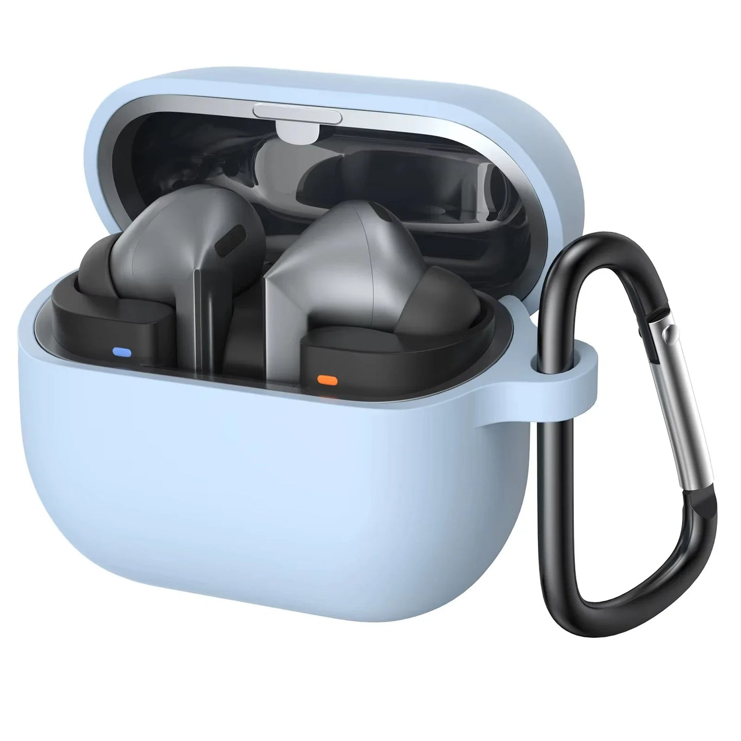 for Samsung Galaxy Buds 3 Pro & Buds 3 Case Cover Soft Silicone Protective Case Accessories with Carabiner for Men Women (Clear)