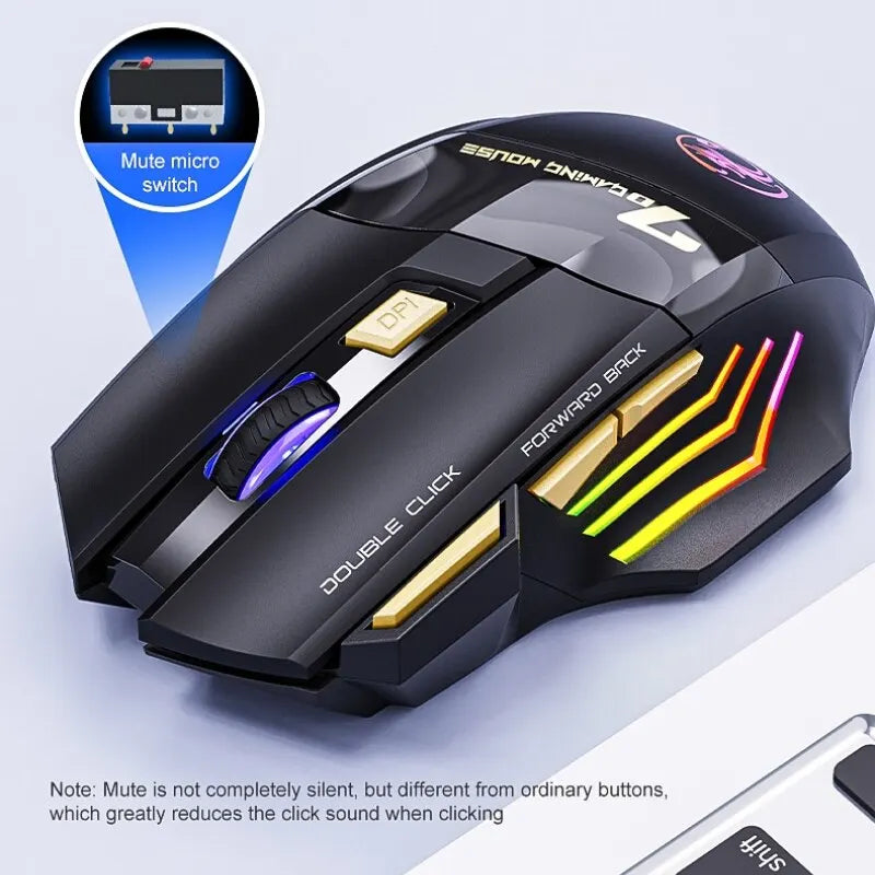 IMICE GW-X7 Wireless Gaming Mouse, 3200DPI, Bluetooth/2.4G, 7 Buttons, Rechargeable, RGB LED