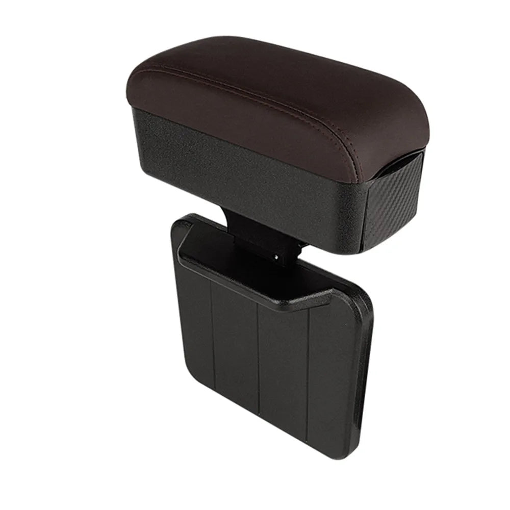 Height Adjustable Car Center Console Gap Storage Organizer with Liftable Tray Elbow Support Armrest Pad for SUV Sedan